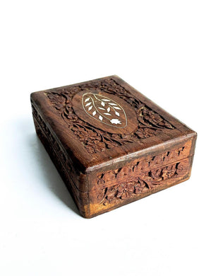 Carved Wood Trinket Box - NINE 