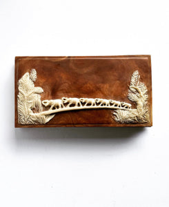Carved Mahogany and Resin Jewelry Box