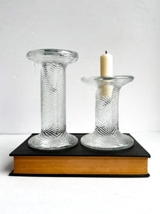 Ice Glass Candlestick Pair - NINE 