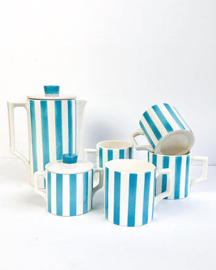 Turquoise Striped Coffee Set - NINE 