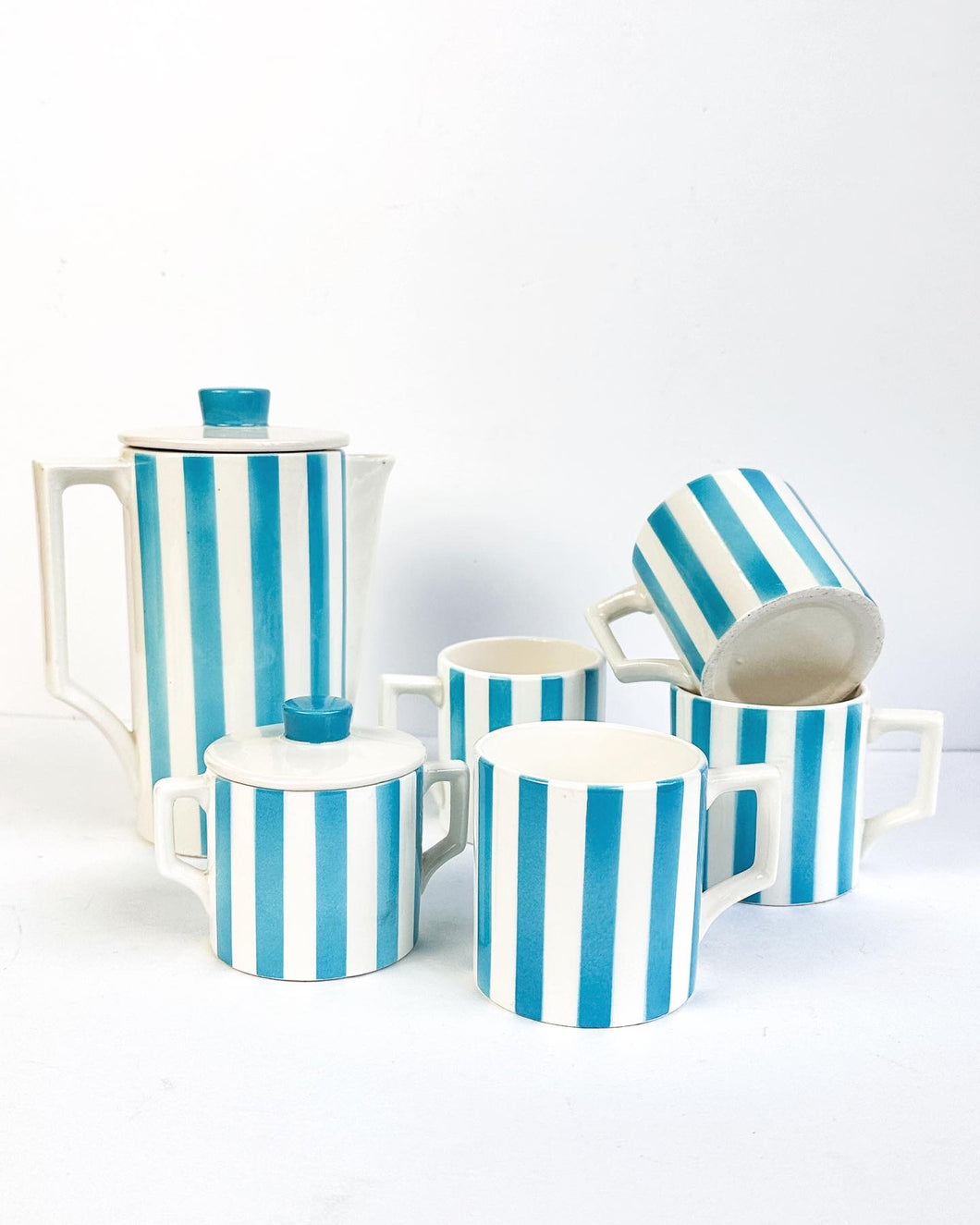 Turquoise Striped Coffee Set