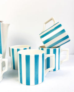 Turquoise Striped Coffee Set
