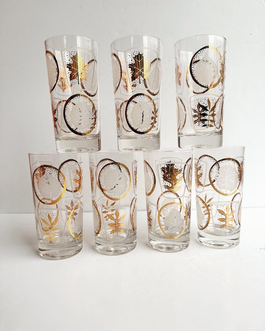 Gold + White Leaf Print Glasses - NINE 
