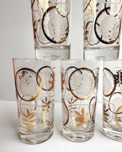 Gold + White Leaf Print Glasses - NINE 